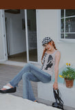 Stetnode back to school spring outfit Meghan Summer Denim Washed High V-Waist Skinny Micro Flare Long Slim Jeans Pants