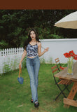 Stetnode back to school spring outfit Meghan Summer Denim Washed High V-Waist Skinny Micro Flare Long Slim Jeans Pants