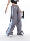 Stetnode back to school spring outfit Viola Solid Color Side Stripe High Waist Baggy Straight Leg Parachute Pants