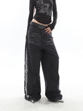 Stetnode back to school spring outfit Iandra Denim Grey High Waist Straight Leg Baggy Jeans Pants