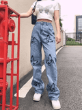 Stetnode Women jeans y2k Jean boyfriend taille haute papillon