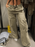 Stetnode Women jeans y2k Jean cargo baggy à poches vintage