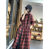 outfit inspo fall Chubby Girl plus Size Women's Clothing 2024 New Dress Fashionable Casual All-Match Plaid Shirt Dress Slimming