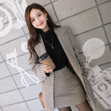 outfit 2024 New Autumn Two-Piece Plaid Woolen Suit Women's Korean-Style Fashionable Mid-Length Coat Hip Skirt Women