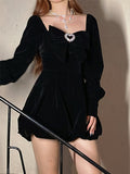 Stetnode Midnight Rhinestone Bow Romper ~