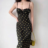 Stetnode Yellow Florals Midi Dress