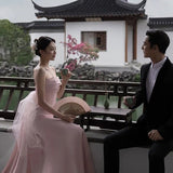 outfit New Studio Photography Theme Clothing Retro Outdoor Garden Style New Chinese Pink Couple Trailing Wedding Dress