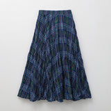 dream clothes Retro Plaid Pleated Large Swing Skirt Women's Autumn and Winter High Waist Elastic Long A- line Skirt