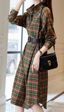 outfit inspo fall Spring and Autumn 2024 New Stand Collar Simple Plaid Dress Women's High-Grade Temperament Commuter Waist-Tight Shirt Dress