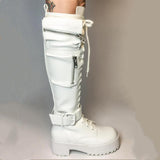 shoes 2024 Autumn and Winter Low Heel Platform Long Bag Boots Buckle Knight Boots Size 43