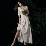 outfit White Evening Dress 2024 New Elegant Host Light Luxury French Registration Socialite Banquet Dress