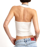 country concert outfit 2024 Summer New Fashion Sexy White Knitted Lace-up Vest Sweet and Spicy Hollow Top