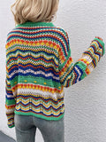 Stetnode Rainbow Stripe Crochet Knit Sweater