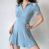 Stetnode Chic Touch Collar Dress ~ // Blue