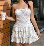 Stetnode summer dress spring outfit Elleana Strapless Mini Ruffle Dress