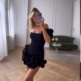 homecoming dresses Summer New Women's Dress Ruffled Flower Bud Waist-Tight Dress One-Shoulder Tube Top Hip Skirt