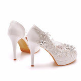 android vs cyberborg dress to impress 11cm Peep Toe Sandals Stiletto Heel Platform Hollow Sandals Hollow Lace Bridal Rhinestone Wedding Sandals