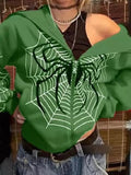 Stetnode Spider Print Zip-Up Hoodie