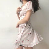 Stetnode 60s Style Cherry Wrap Dress