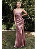 prom dresses Long Dress Solid Color Fishbone Sling Front Slit Backless Lace-up Dress