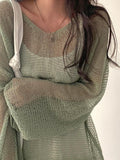 Stetnode Oversized Long Sleeve Crochet Knit Top