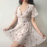 Stetnode 60s Style Cherry Wrap Dress