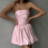 homecoming dresses Summer 2024 New Fashion Style Sexy Temperament off-Shoulder Tube Top a Swing Mini Dress Women