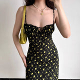 Stetnode Yellow Florals Midi Dress