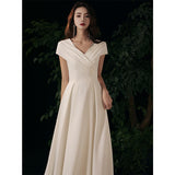 outfit White Evening Dress 2024 New Elegant Host Light Luxury French Registration Socialite Banquet Dress