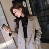 outfit 2024 New Autumn Two-Piece Plaid Woolen Suit Women's Korean-Style Fashionable Mid-Length Coat Hip Skirt Women