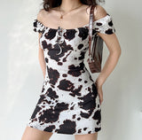 Stetnode Cow Print Puff Dress ~