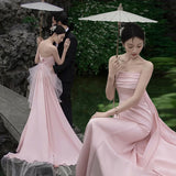 outfit New Studio Photography Theme Clothing Retro Outdoor Garden Style New Chinese Pink Couple Trailing Wedding Dress