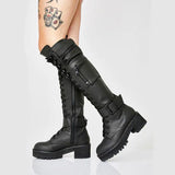 shoes 2024 Autumn and Winter Low Heel Platform Long Bag Boots Buckle Knight Boots Size 43