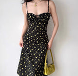 Stetnode Yellow Florals Midi Dress