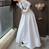 cybergoth dress to impress White off-Shoulder Long Sleeve Dress for Women Spring and Autumn New off-Shoulder Waist Slimming A- line Long Dress Ins