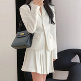 2000s fashion Early Spring 2024 Gentle Royal Sister Fried Street White Suit Skirt Two-Piece Suit for Women