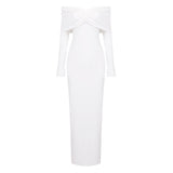 dresses 2024 Spring New White Long Sleeve Strapless Tube Top Pleated Long Dress High-End Women's Stretch Dress