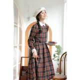 outfit inspo fall Fall 2024 New British Retro Doll Collar Plaid Retro Midi Dress Dress Contrast Color Age-Reducing Sweet Dress