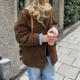 Autumn 2024 New Retro Lapel Top Long Sleeve Single Row Button Coat