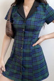 Stetnode Academy Plaid Lapel Dress ~