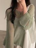 Stetnode Oversized Long Sleeve Crochet Knit Top