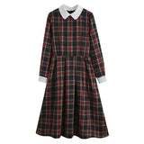 outfit inspo fall Fall 2024 New British Retro Doll Collar Plaid Retro Midi Dress Dress Contrast Color Age-Reducing Sweet Dress