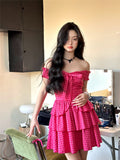 Stetnode Raspberry Plaid Ruffle Dress ~