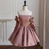 homecoming dresses French Retro Pettiskirt Bow Design Waist-Tight Birthday Short Banquet Dress Sling Dress