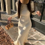 Stetnode outfit inspo Autumn and Winter Fashionable Elegant Design Slim-Fit Knitted Inner Fishtail Dress Bottoming Long-Sleeved Sweater Dress for Women