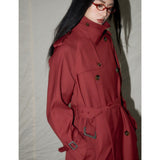 2000s fashion Shengdu 24 New Korean Style Early Autumn High-End Fashion Ankela Red Casual Mid-Length Women's Trench Coat