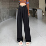 outfit inspo fall Spring 2024 Gray Casual Suit Casual Pants Wide-Leg Pants Gray Straight Lengthened Mop Pants Women's Trousers