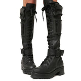 shoes 2024 Autumn and Winter Low Heel Platform Long Bag Boots Buckle Knight Boots Size 43