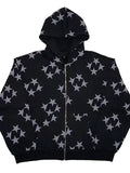 Stetnode Oversized Star Print Zip Up Hoodie