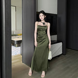 prom dresses Eliya Twisted Satin Flower Scarf Sling Dress Sexy Hot Girl Sheath Dress Xy24027dgg